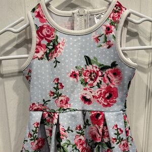 Beauties size 2t dress floral with white pipping and white strip on bottom